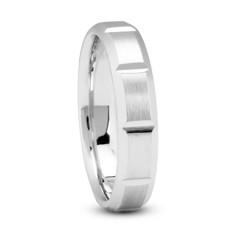 Mens 14KT White Gold Platinum Traditional Wedding Band M1087