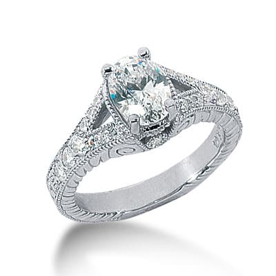 Ladies 14KT White Gold Platinum Fancy Engagement Ring ENR6782