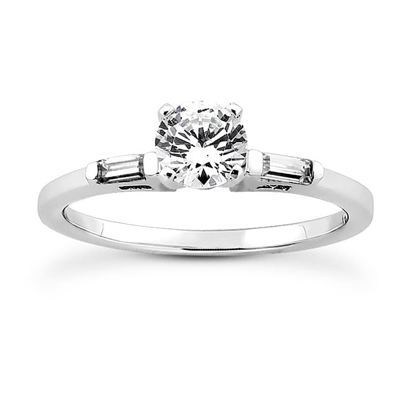 Ladies 14KT White Gold Platinum Tailored Engagement Set ENS3071-A