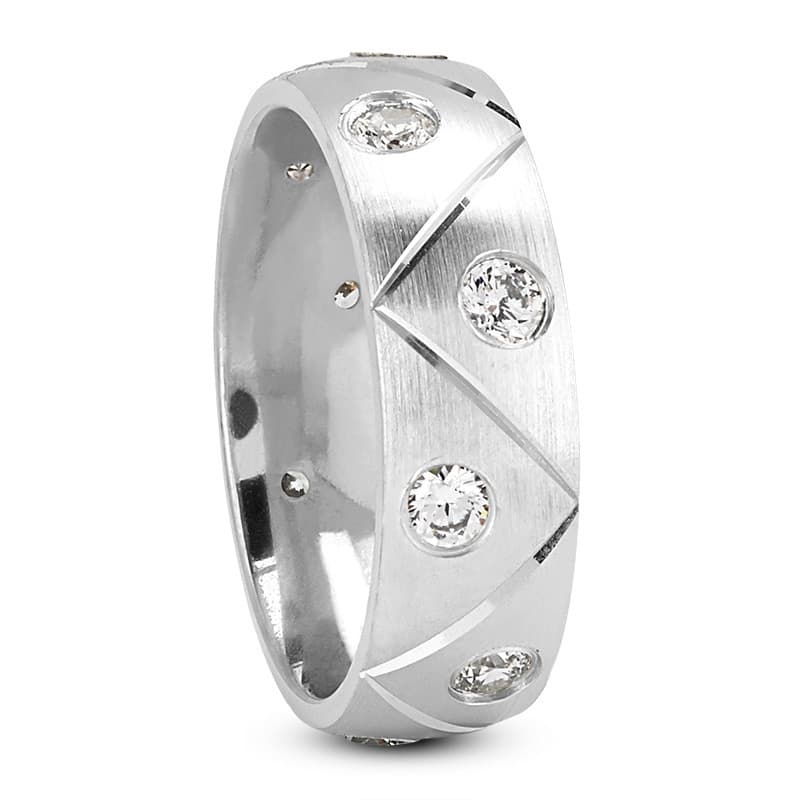 Ladies 14KT White Gold Platinum Traditional Wedding Band DB1102-7-RD