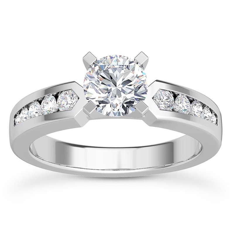Ladies 14KT White Gold Platinum Fancy Engagement Set ENS1901-A