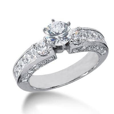 Ladies 14KT White Gold Platinum Fancy Engagement Ring ENR2860