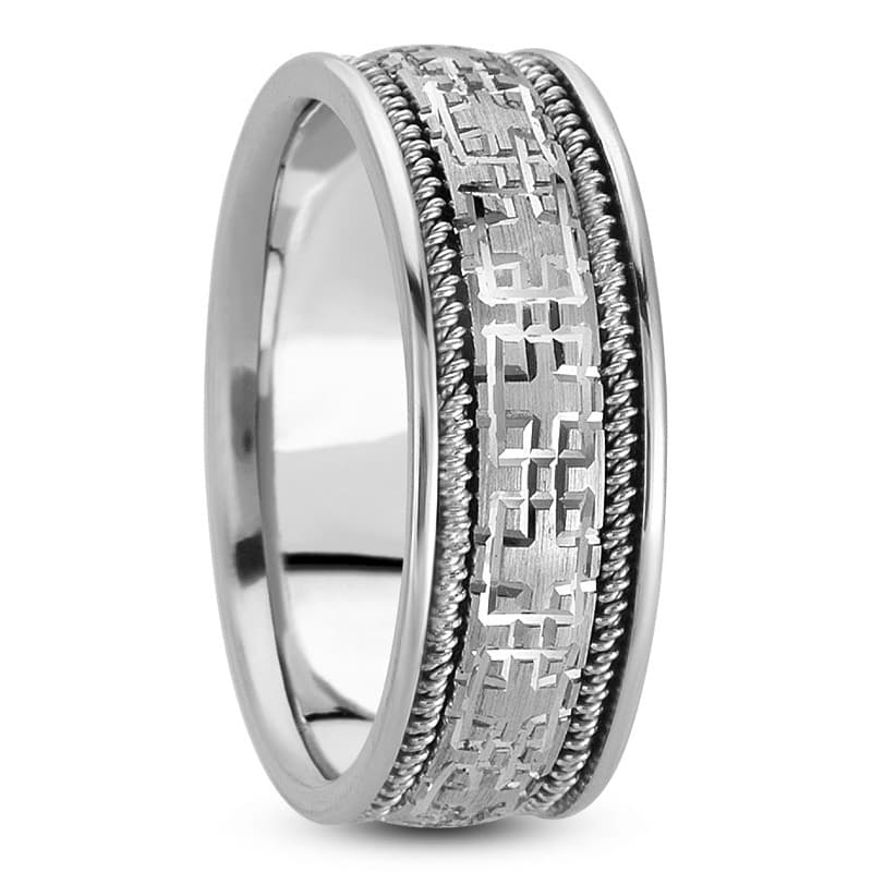 Ladies 14KT White Gold Platinum Traditional Wedding Band HM213