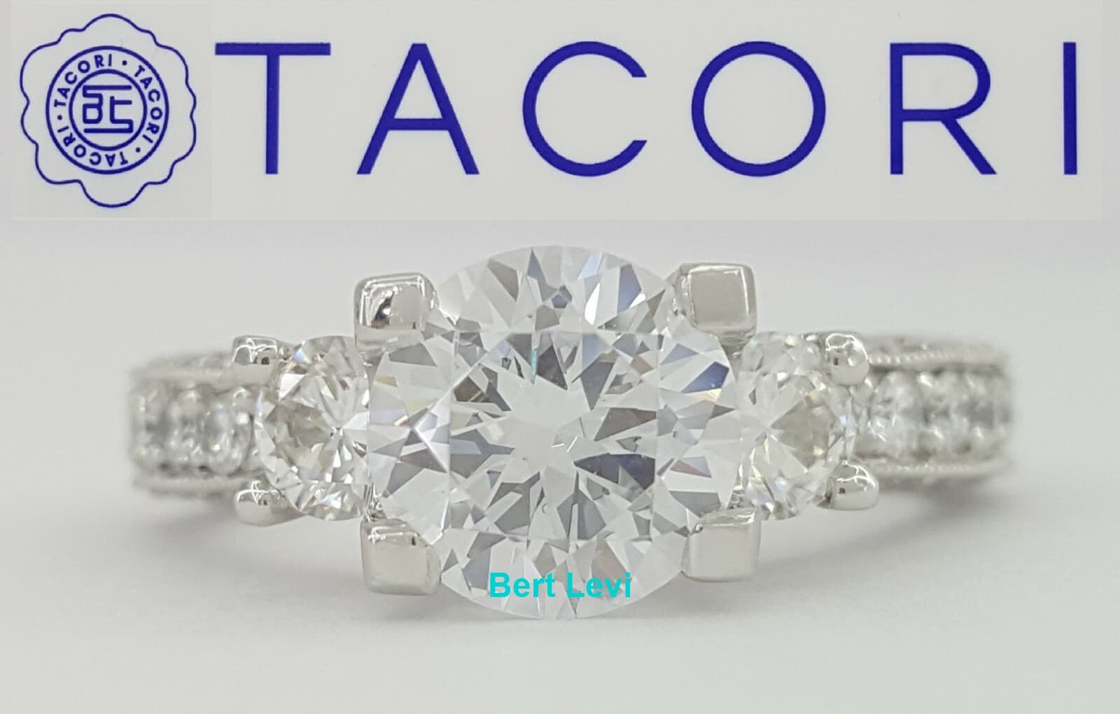 TACORI HT2259LG Crescent Platinum 3-Stone Semi-Mount Engagement Ring 1.35 ct 11K