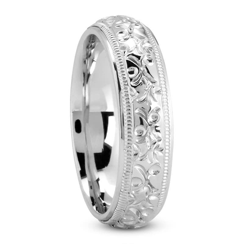 Mens 14KT White Gold Platinum Traditional Wedding Band M601