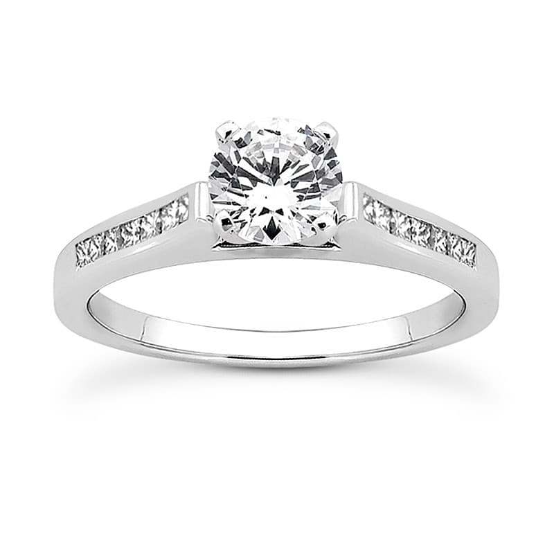 Ladies White Gold Platinum Princess Diamond Tailored Engagement Set ENS3017-A