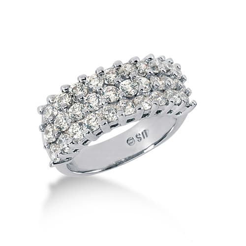 Ladies 14KT White Gold Platinum Round Diamond Wedding Band WB1609