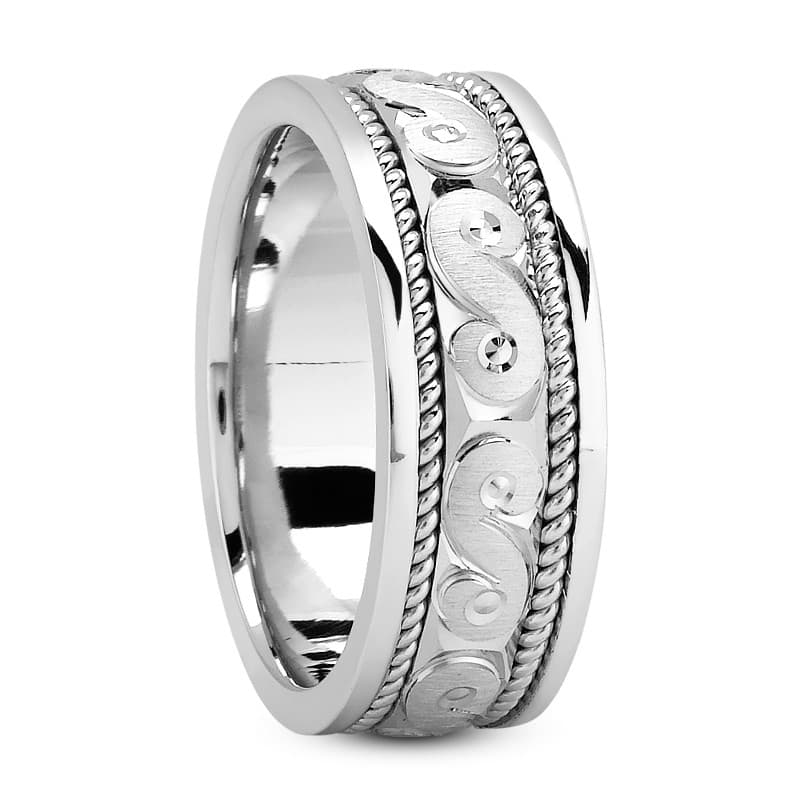 Ladies 14KT White Gold Platinum Traditional Wedding Band HM214