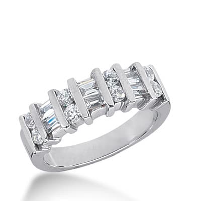 Ladies 14KT White Gold Platinum Diamond Wedding Band WB1868