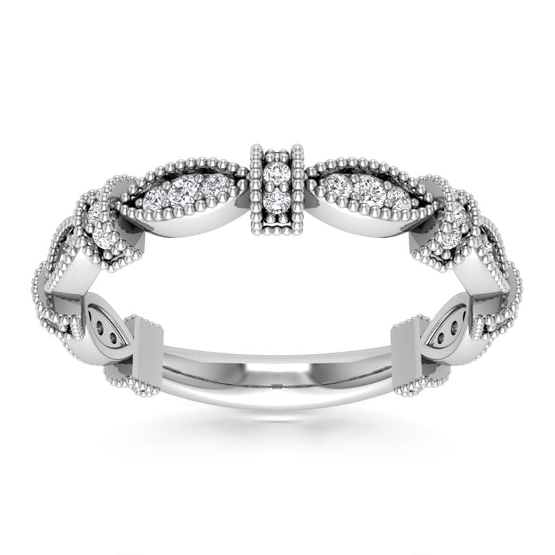 Ladies 14KT White Gold Platinum Round Diamond Wedding Band WB5389