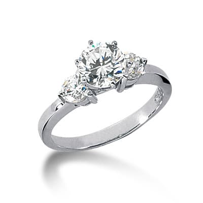 Ladies White Gold Platinum Round Diamond Three Stones Engagement Ring ENR672