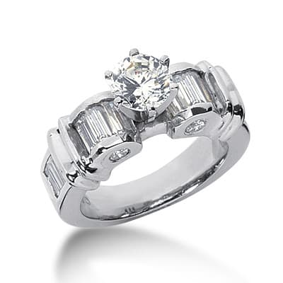 Ladies 14KT White Gold Platinum Antique Engagement Ring ENR2533