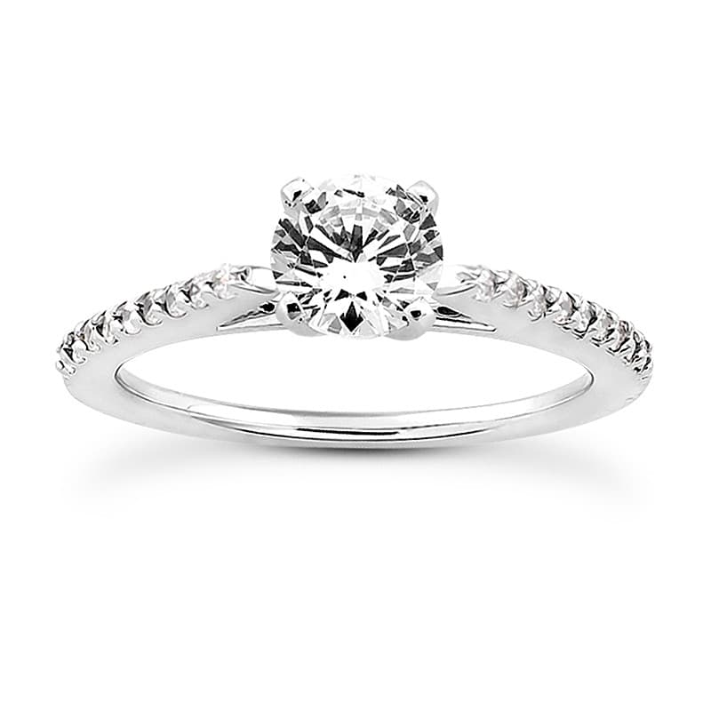 Ladies 14KT White Gold Platinum Round Diamond Tailored Engagement Set ENS3062-A