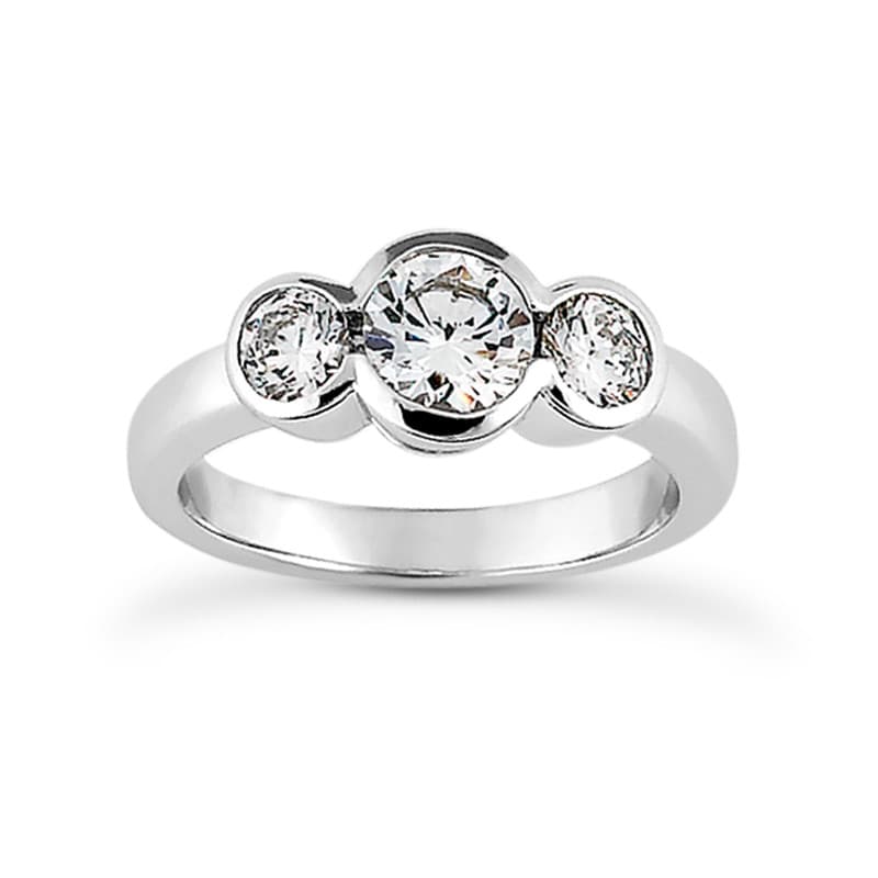 Ladies White Gold Platinum Round Diamond Three Stones Engagement Ring ENR8819