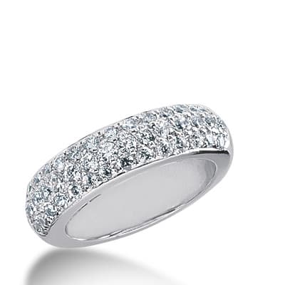 Ladies 14KT White Gold Platinum Round Diamond Wedding Band WB1130
