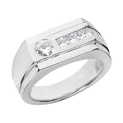 Mens 14KT White Gold Platinum Wedding Band MR1161