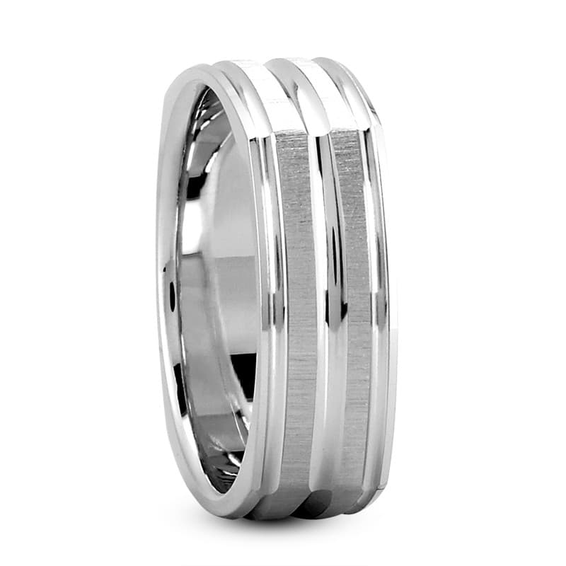 Mens 14KT White Gold Platinum Traditional Wedding Band MSQ469