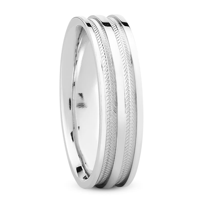 Mens 14KT White Gold Platinum Traditional Wedding Band M159