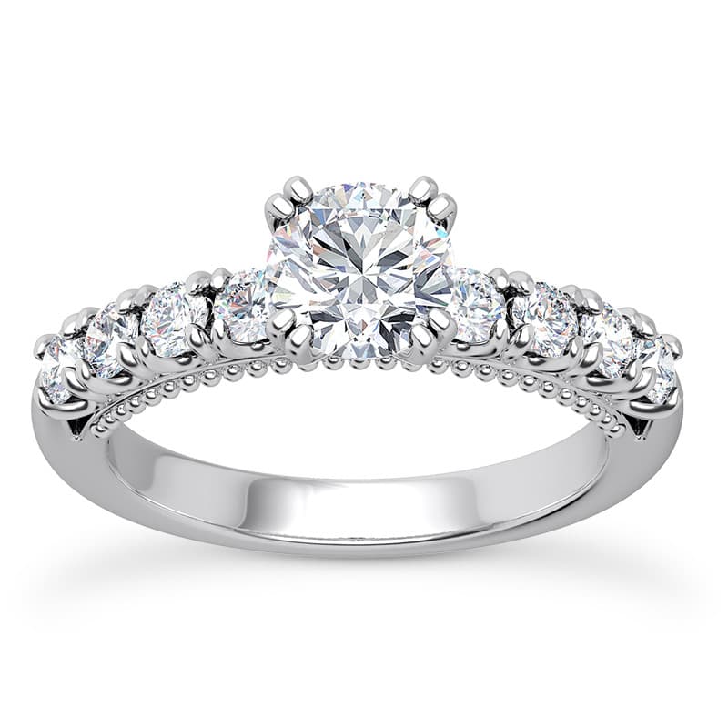 Ladies 14KT White Gold Platinum Fancy Engagement Set ENS2272-1.50-A