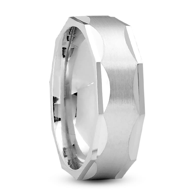 Mens 14KT White Gold Platinum Traditional Wedding Band M541