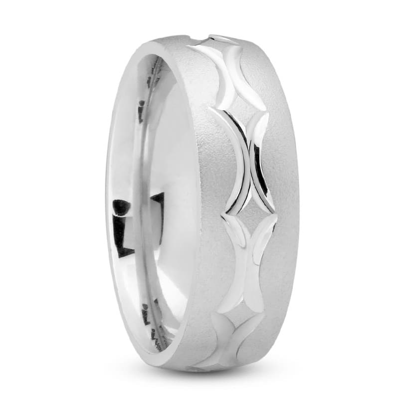 Mens 14KT White Gold Platinum Traditional Wedding Band M699