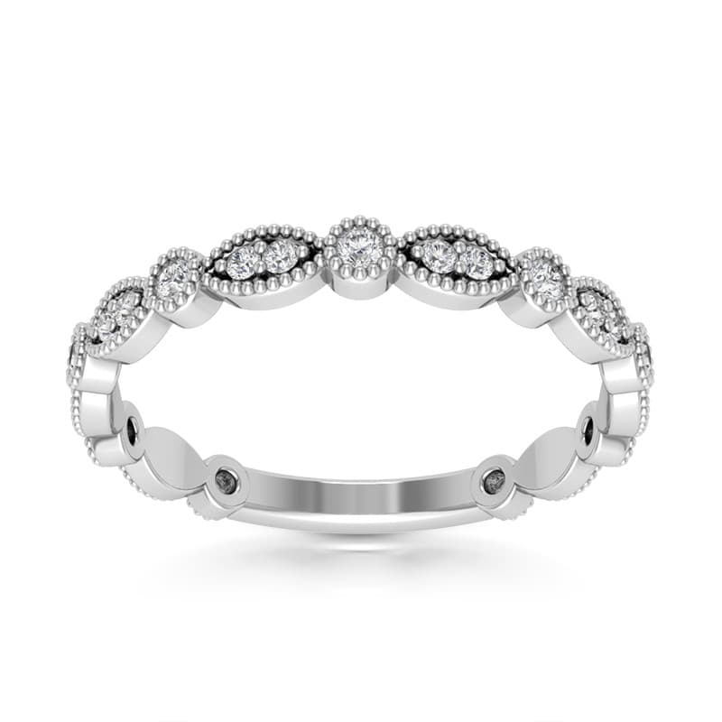 Ladies 14KT White Gold Platinum Round Diamond Wedding Band WB5383