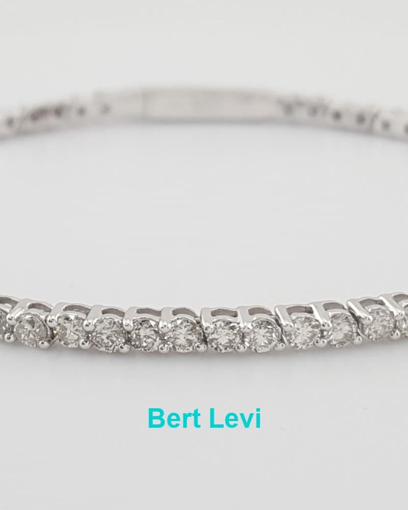 Round Brilliant Diamond Tennis Flex Bracelet 3 ct 14K White Gold 6.5" 2.3 mm