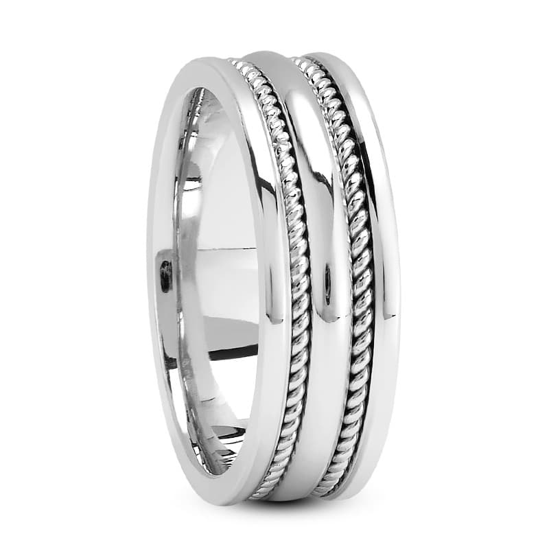 Ladies 14KT White Gold Platinum Traditional Wedding Band HM110