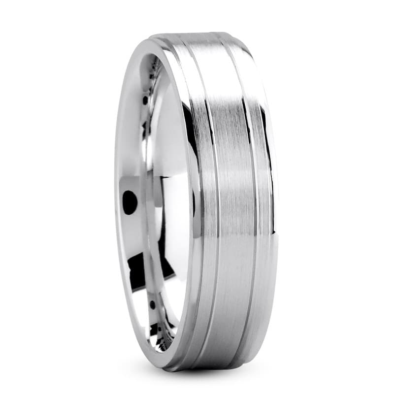Mens 14KT White Gold Platinum Traditional Wedding Band M326