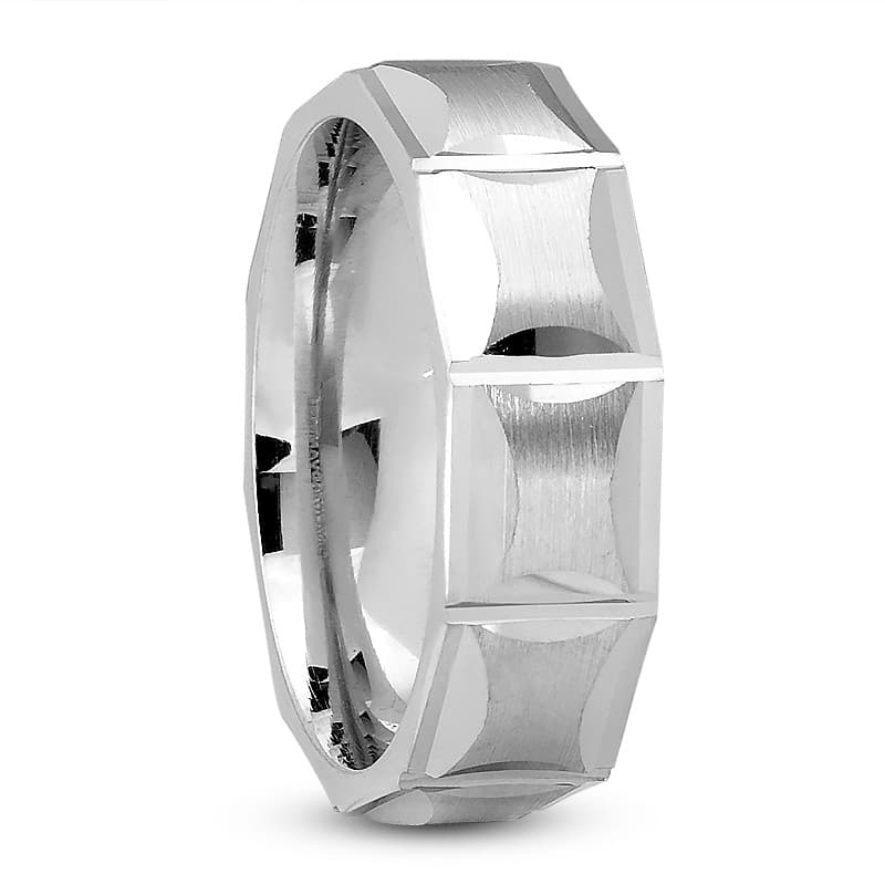 Mens 14KT White Gold Platinum Traditional Wedding Band M789