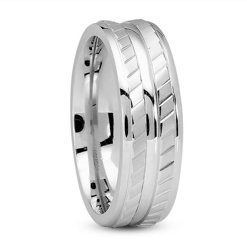 Mens 14KT White Gold Platinum Traditional Wedding Band M731