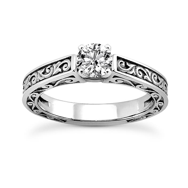 Ladies 14KT White Gold Platinum Solitaire Engagement Set ENS3525-A