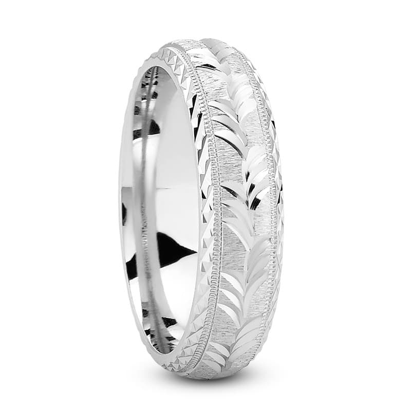 Mens 14KT White Gold Platinum Traditional Wedding Band M655