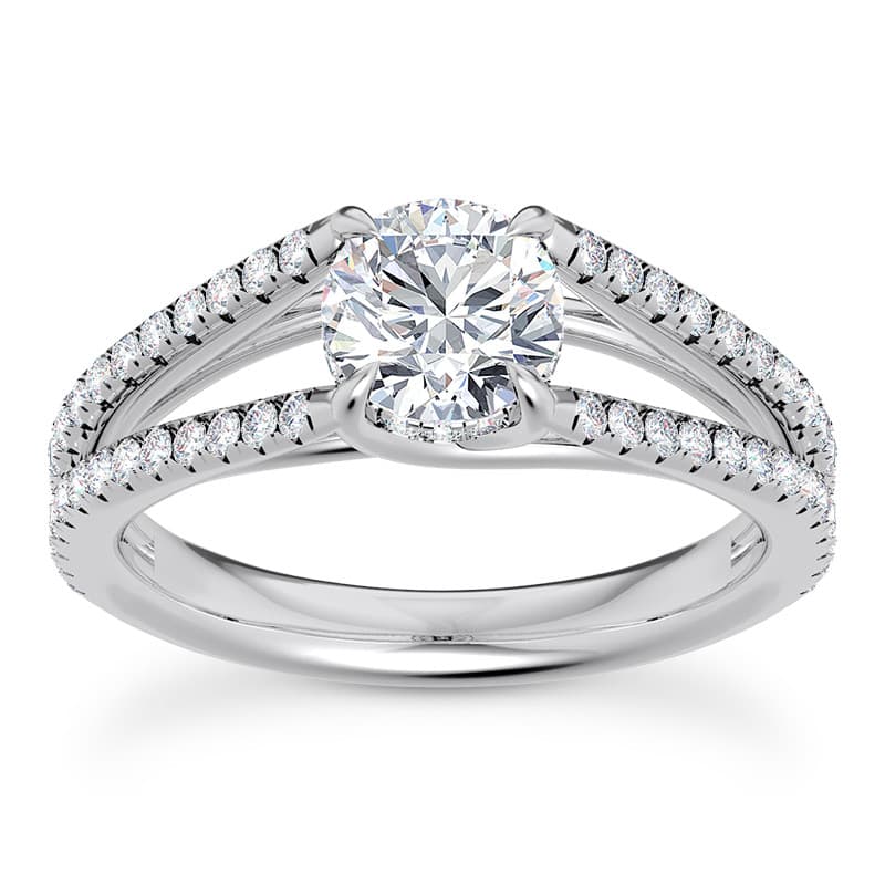 Ladies 14KT White Gold Platinum Fancy Engagement Ring ENR9775-1