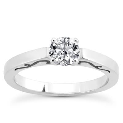 Ladies 14KT White Gold Platinum Tailored Engagement Set ENS3287-A