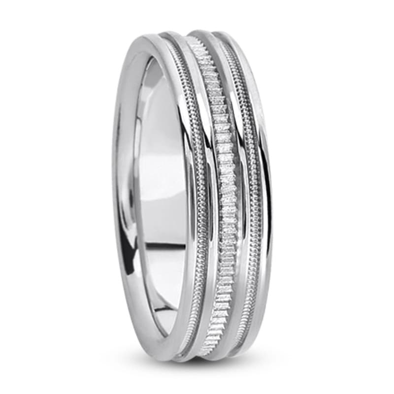Mens 14KT White Gold Platinum Traditional Wedding Band M147