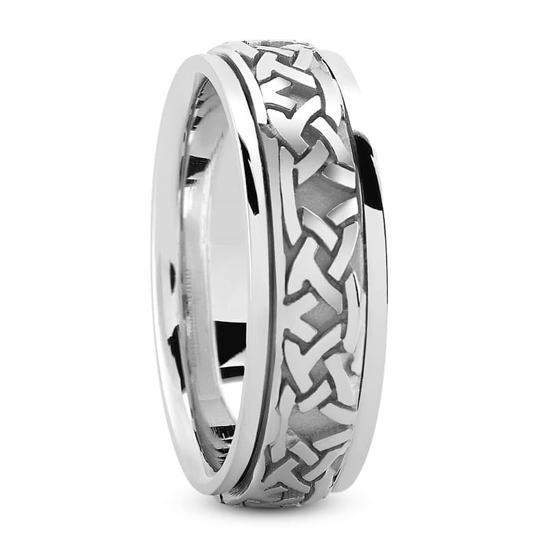 Ladies 14KT White Gold Platinum Traditional Wedding Band HM280