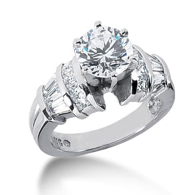 Ladies 14KT White Gold Platinum Fancy Engagement Ring ENR2175
