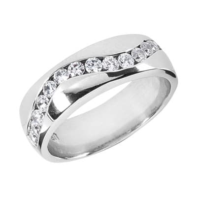 Mens 14KT White Gold Platinum Wedding Band MR1204