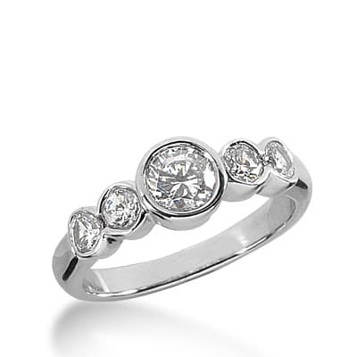 Ladies 14KT White Gold Platinum Round Diamond Wedding Band WB1502