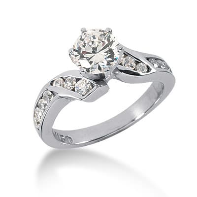 Ladies 14KT White Gold Platinum Fancy Engagement Set ENS510-A