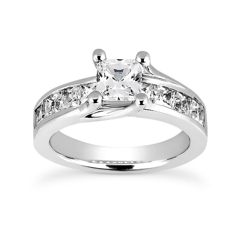 Ladies 14KT White Gold Platinum Fancy Engagement Ring ENR3899