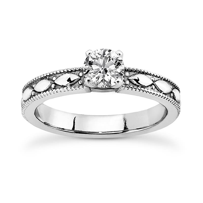 Ladies 14KT White Gold Platinum Solitaire Engagement Set ENS3603-A