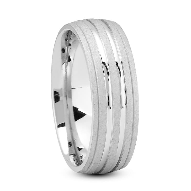 Mens 14KT White Gold Platinum Traditional Wedding Band M556