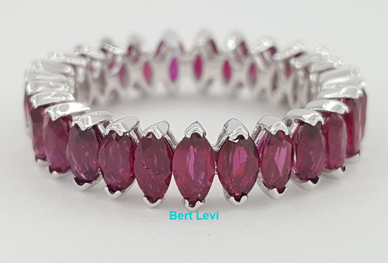 Marquise Ruby Full Circle Eternity Ring 5.2 mm 3 ct 14k White Gold Rtl $3,000