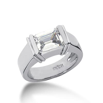 Ladies 14KT White Gold Platinum Solitaires Engagement Ring ENR2933