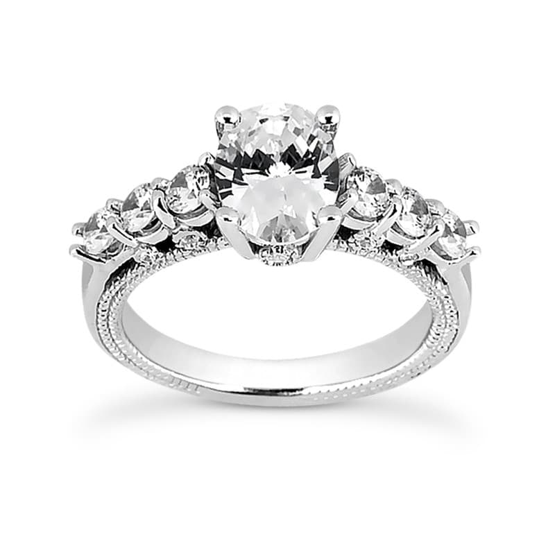 Ladies 14KT White Gold Platinum Antique Engagement Ring ENR6863