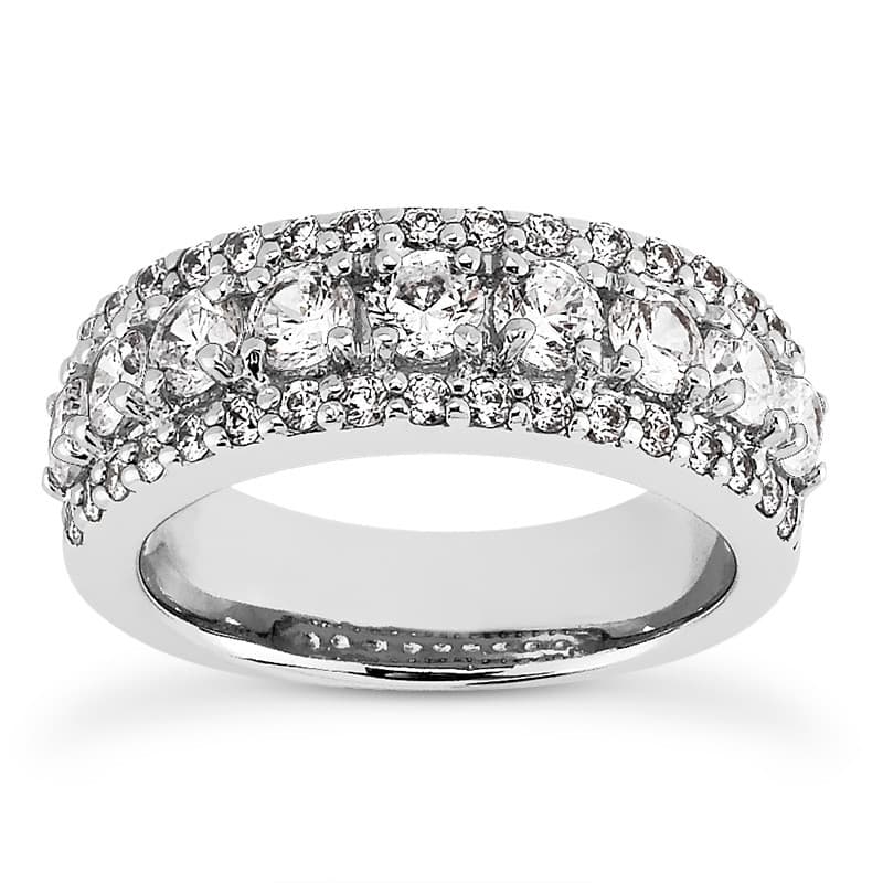 Ladies 14KT White Gold Platinum Round Diamond Wedding Band WB863