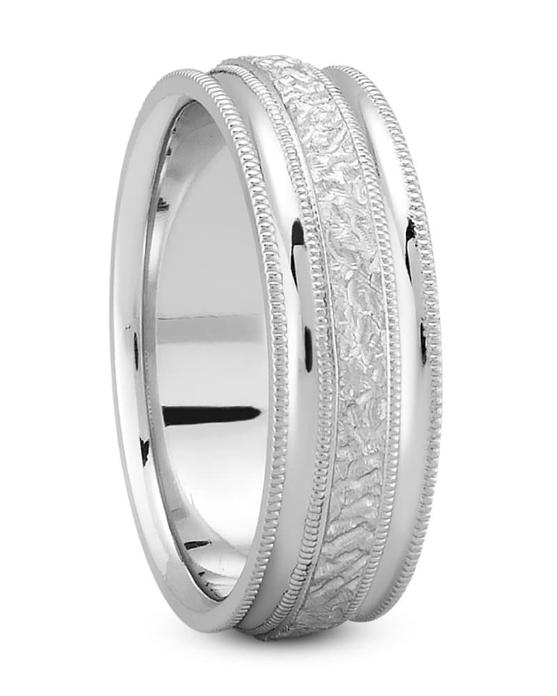 Mens 14KT White Gold Platinum Traditional Wedding Band M1018