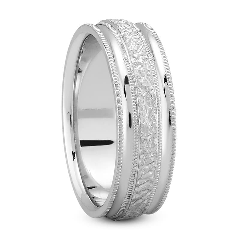 Mens 14KT White Gold Platinum Traditional Wedding Band M1018